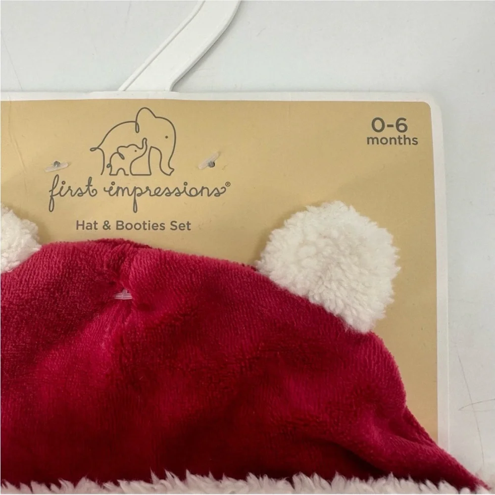 First Impressions Baby Red Hat and Booties Set Size 0-6 Months New